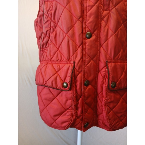 Polo Ralph Lauren Small Red Quilted Vest With Courderoy Collar Womens - Picture 3 of 11